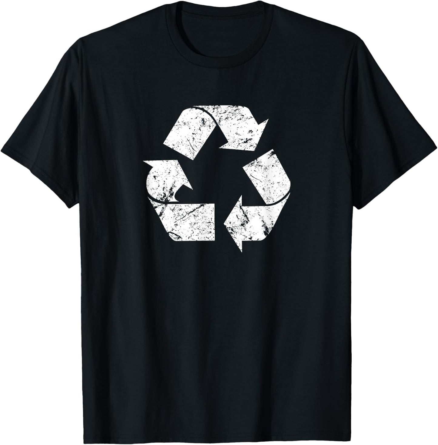 Earth Day Vintage White Recycle Symbol T-Shirt - T-Shirt | Black
