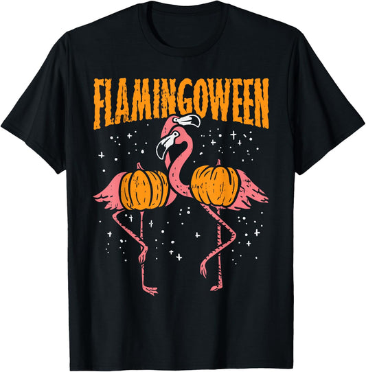 Flamingoween Pumpkin Flamingos Funny Bird Halloween Costume T-Shirt - T-Shirt | Black
