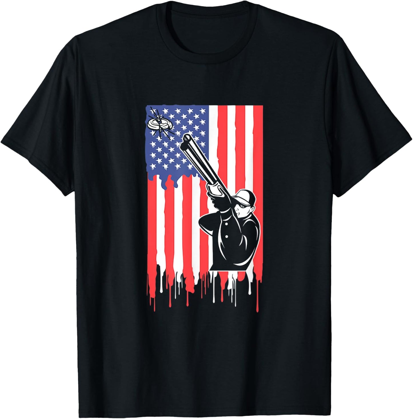 Trap Shooting USA Flag Shirt Proud Clay Shooting Skeet Shoot Kids Men T-Shirt - T-Shirt | Black