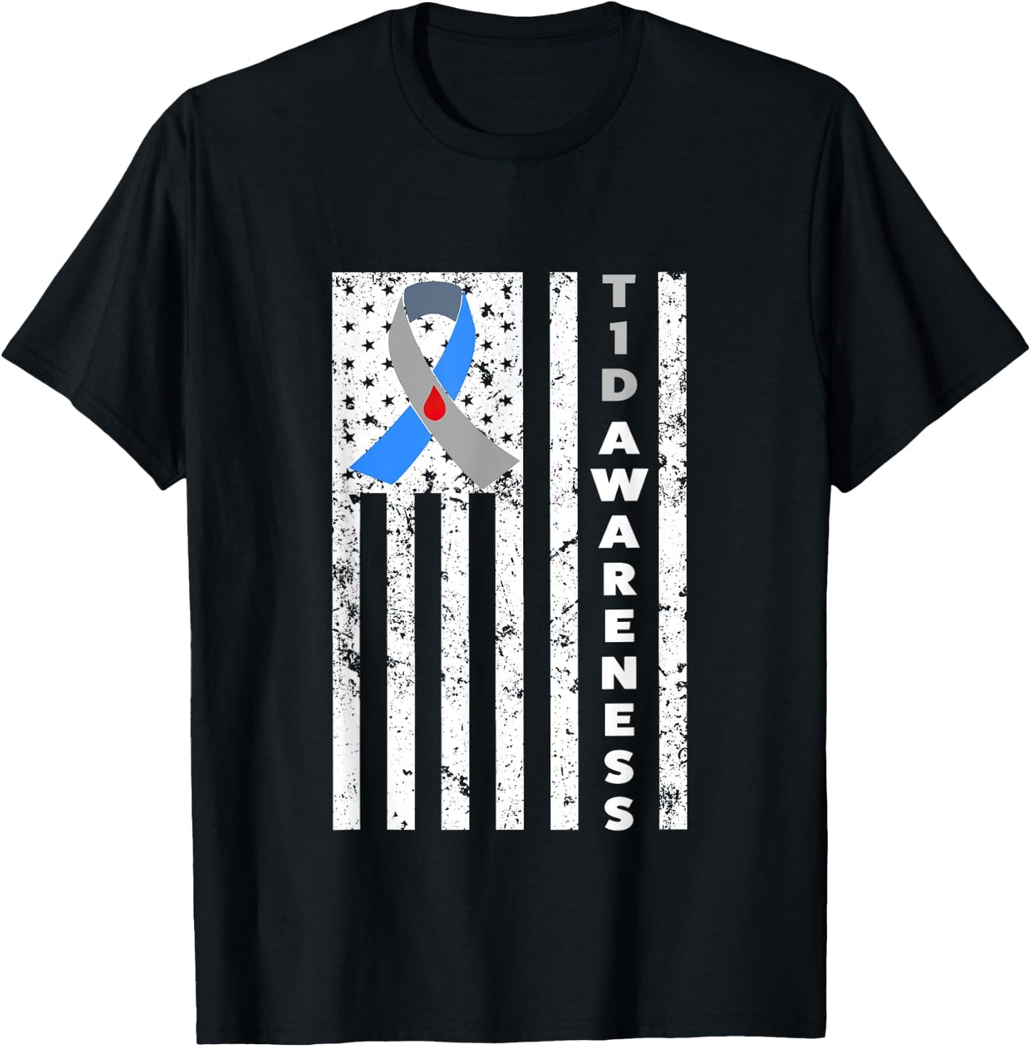 Type 1 Diabetes T1D Awareness Support Ribbon shirt T-Shirt - T-Shirt | Black