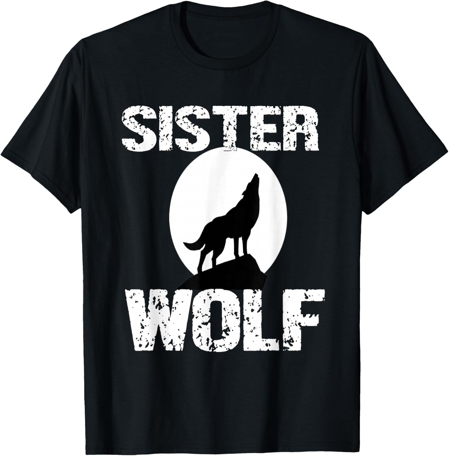 Sister Wolf Shirt Matching Family Tribe Wolves Moon Girls T-Shirt - T-Shirt | Black