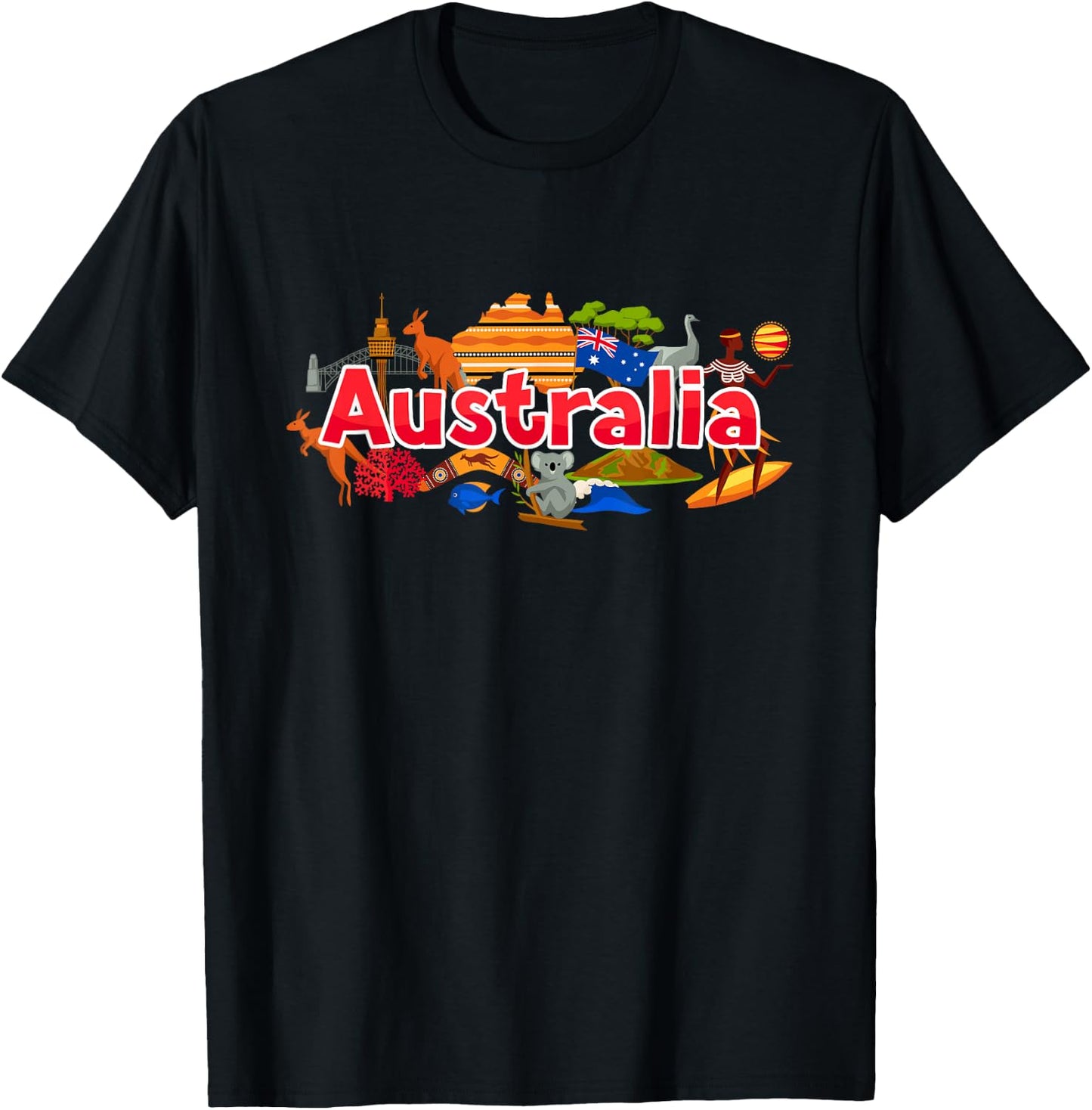 Australia Down Under Culture Australian Flag Map Gift T-Shirt - T-Shirt | Black