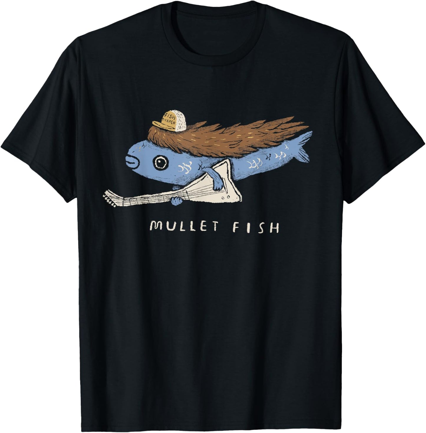 Funny Mullet Fish 80s Shirt. Heavy Metal. Fish . T-Shirt - T-Shirt | Black