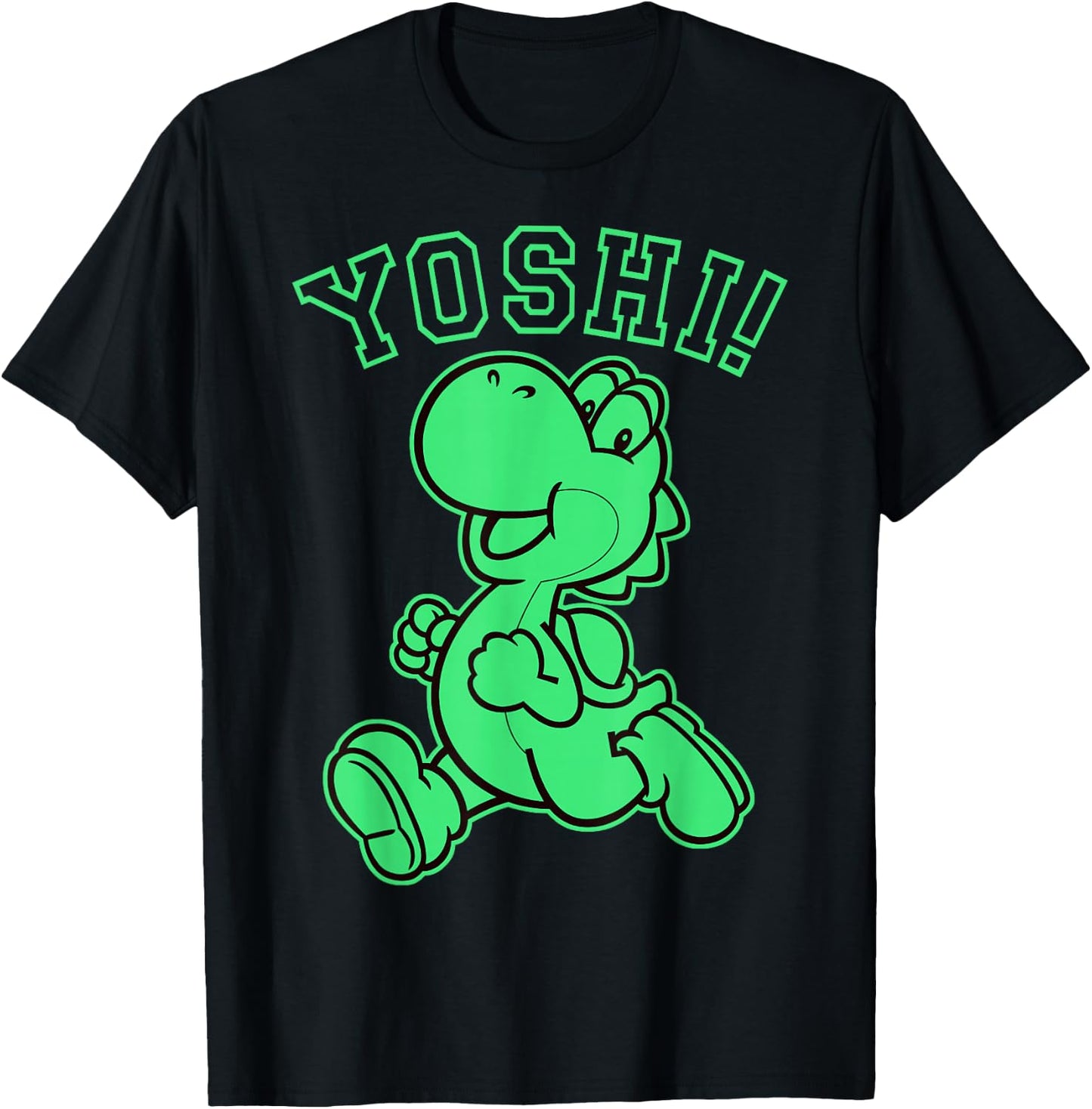 Super Mario Yoshi Green Run Classic Graphic T-Shirt - T-Shirt | Black
