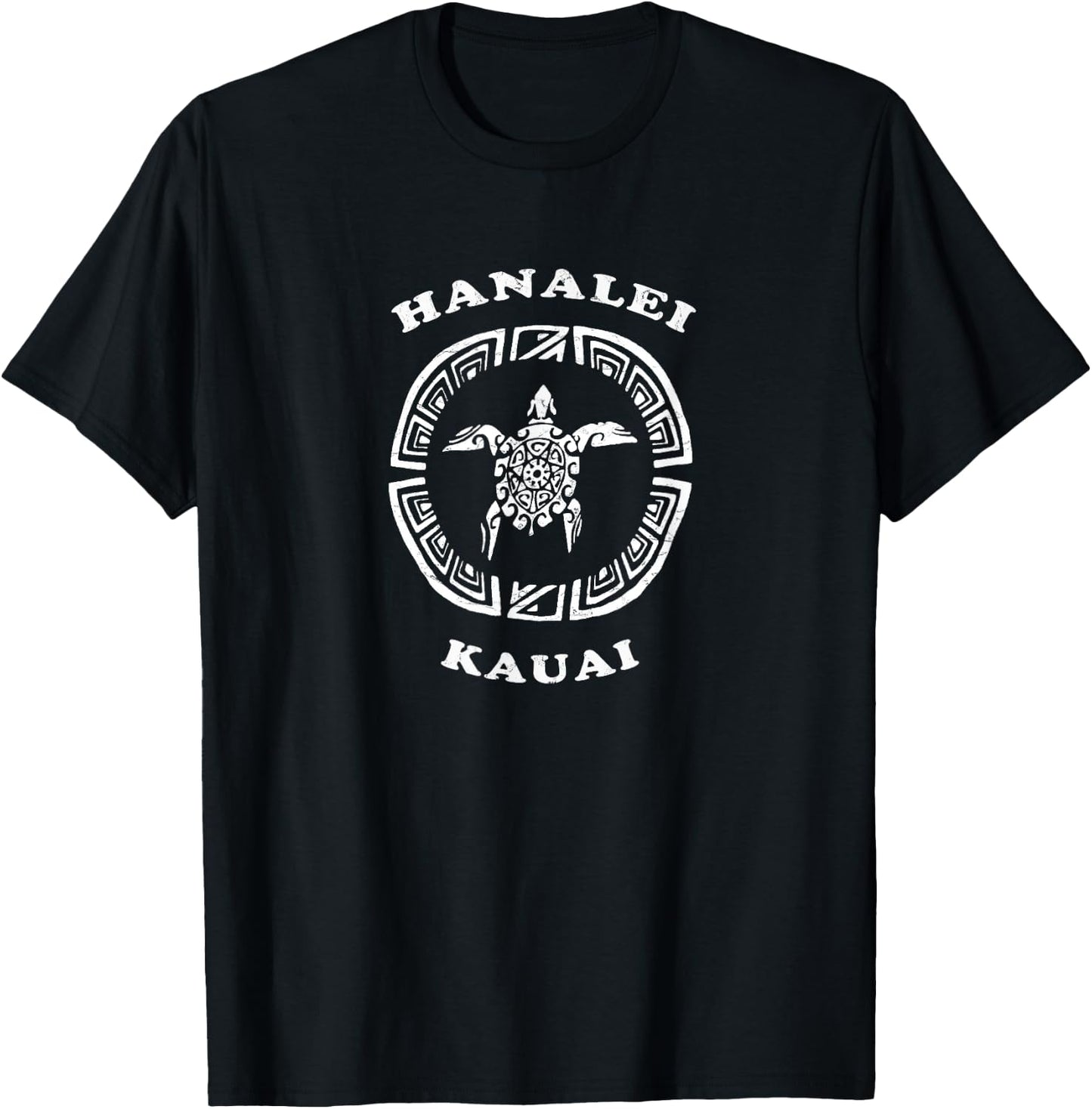Hanalei Kauai Vintage Retro Tribal Sea Turtle T-Shirt - T-Shirt | Black