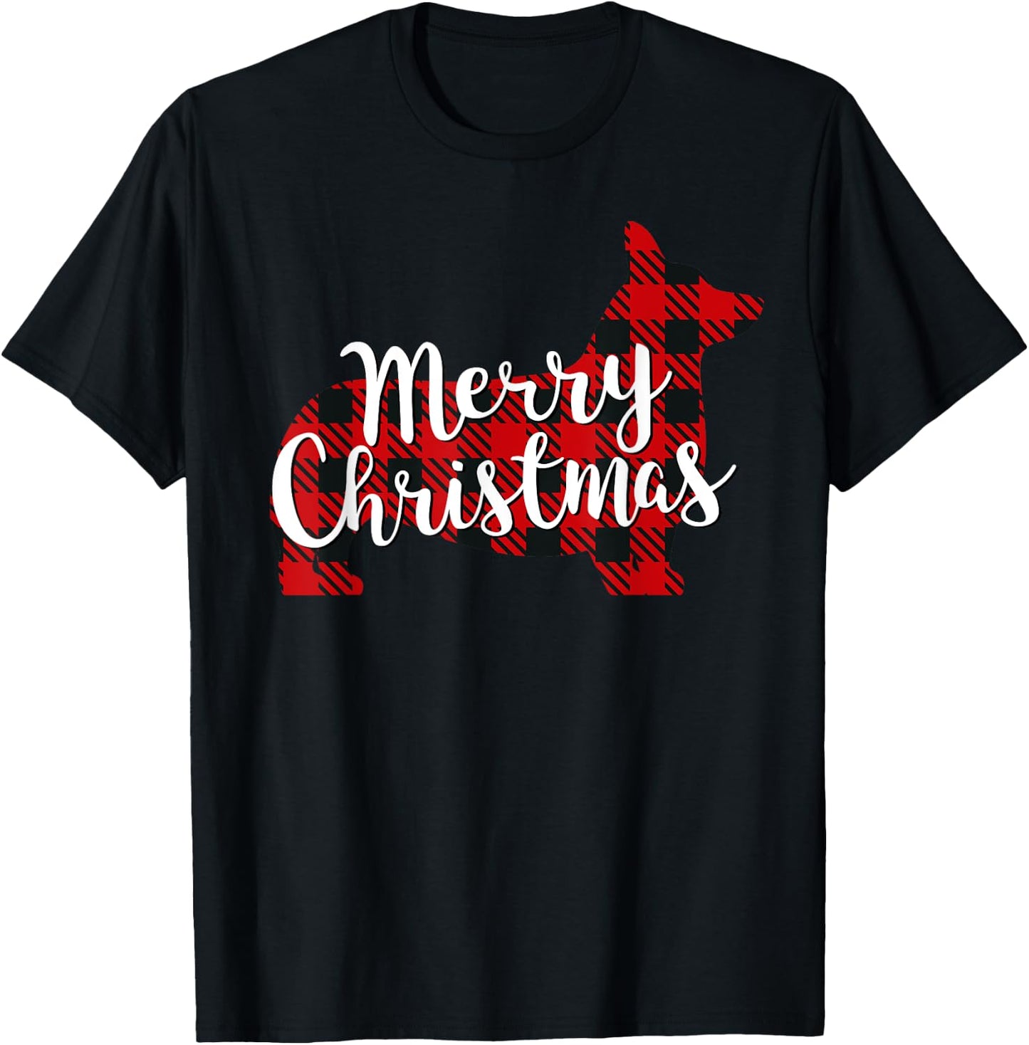 Corgi Christmas Dog Mom Dad Plaid Gift Men Women Girls Kids T-Shirt - T-Shirt | Black