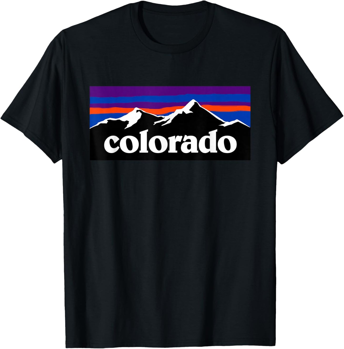 Colorado Mountains Sunset - Retro Outdoor Adventure T-Shirt - T-Shirt | Black