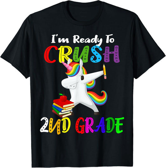 i'm ready to crush 2nd grade second grader Dabbing Unicorn T-Shirt - T-Shirt | Black