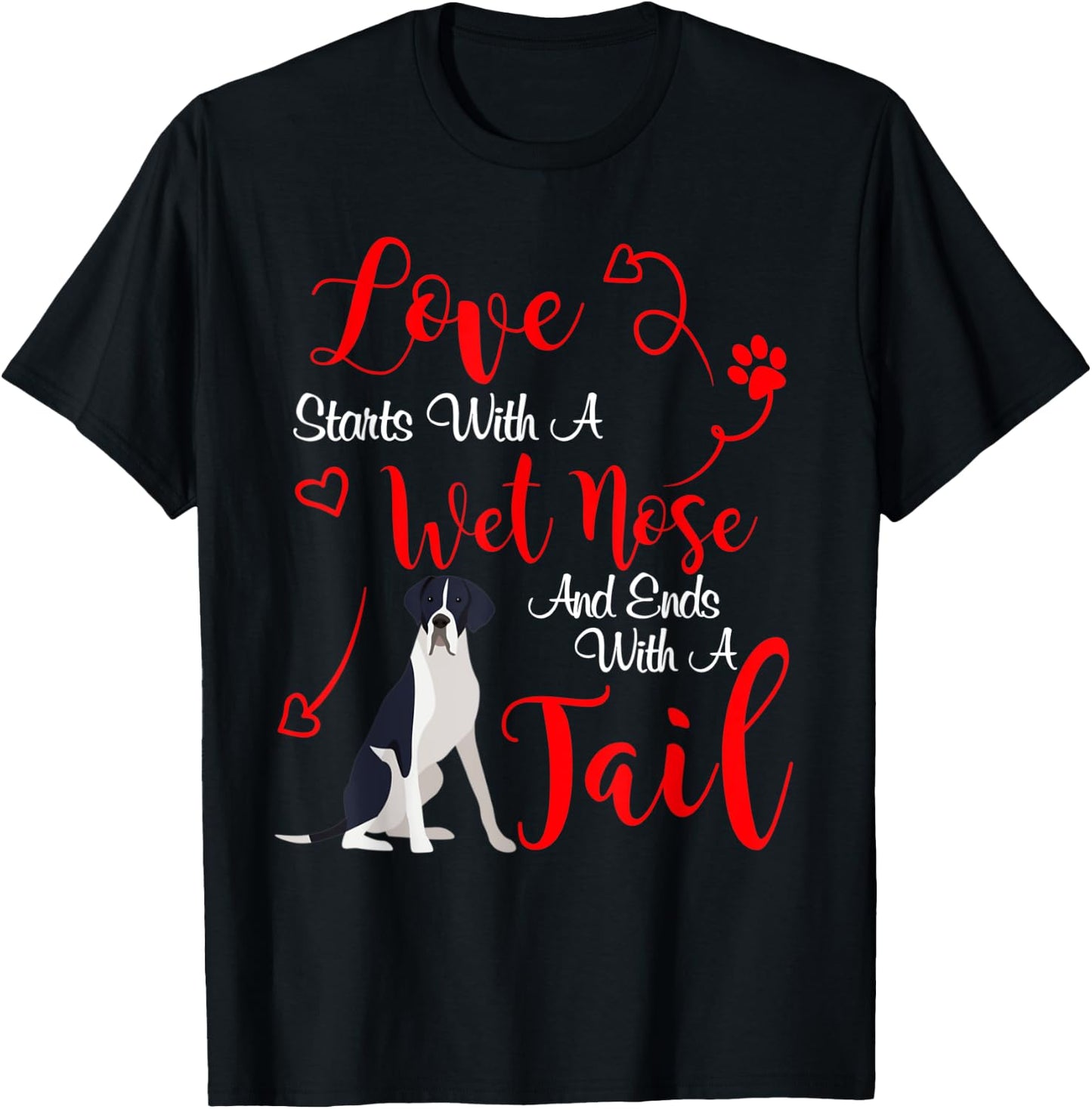 My Great Dane Dog Mantle Valentines Day T-Shirt - T-Shirt | Black