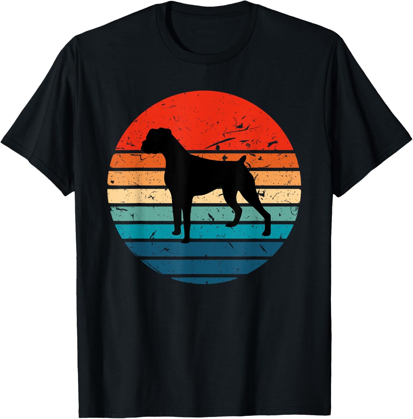 Boxer Dog Retro Vintage 70s 80s Silhouette Breed Gift T-Shirt - T-Shirt | Black