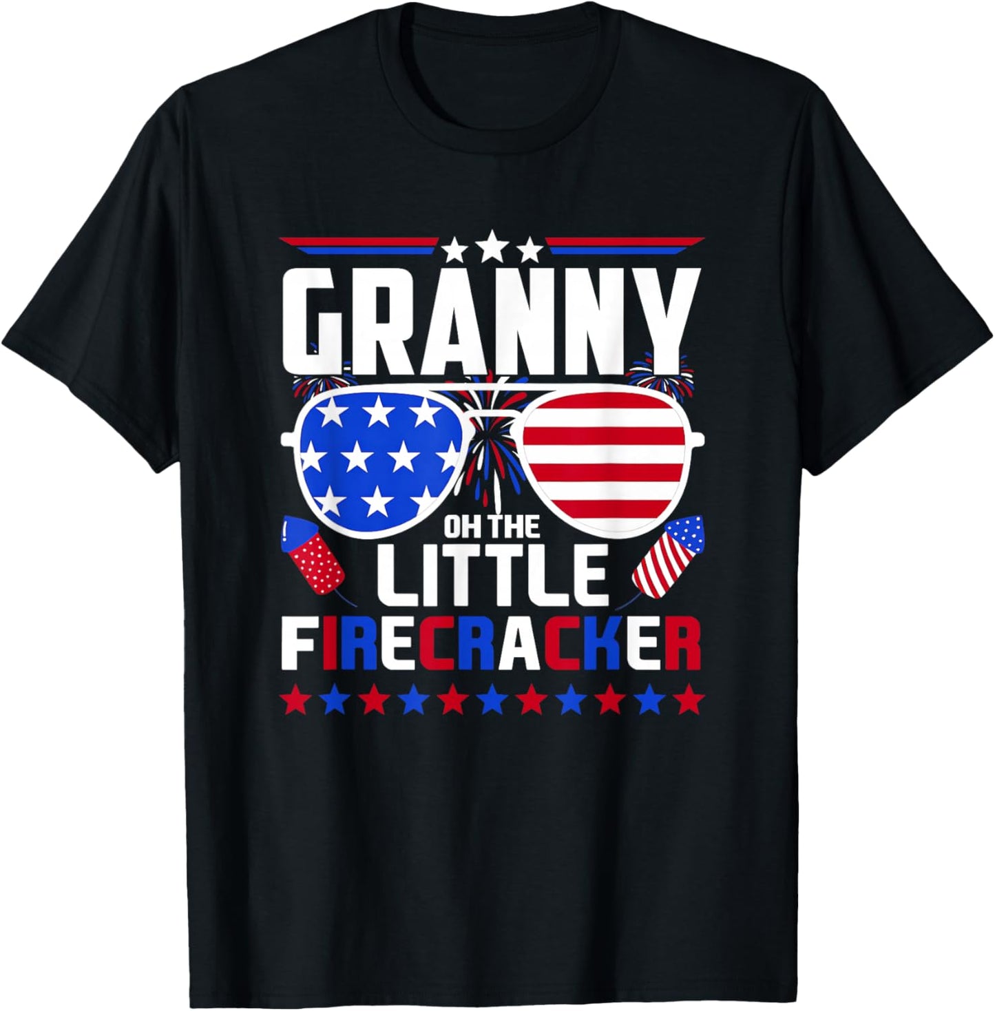 Granny of The Little Firecracker Fourth of July Birthday T-Shirt - T-Shirt | Black