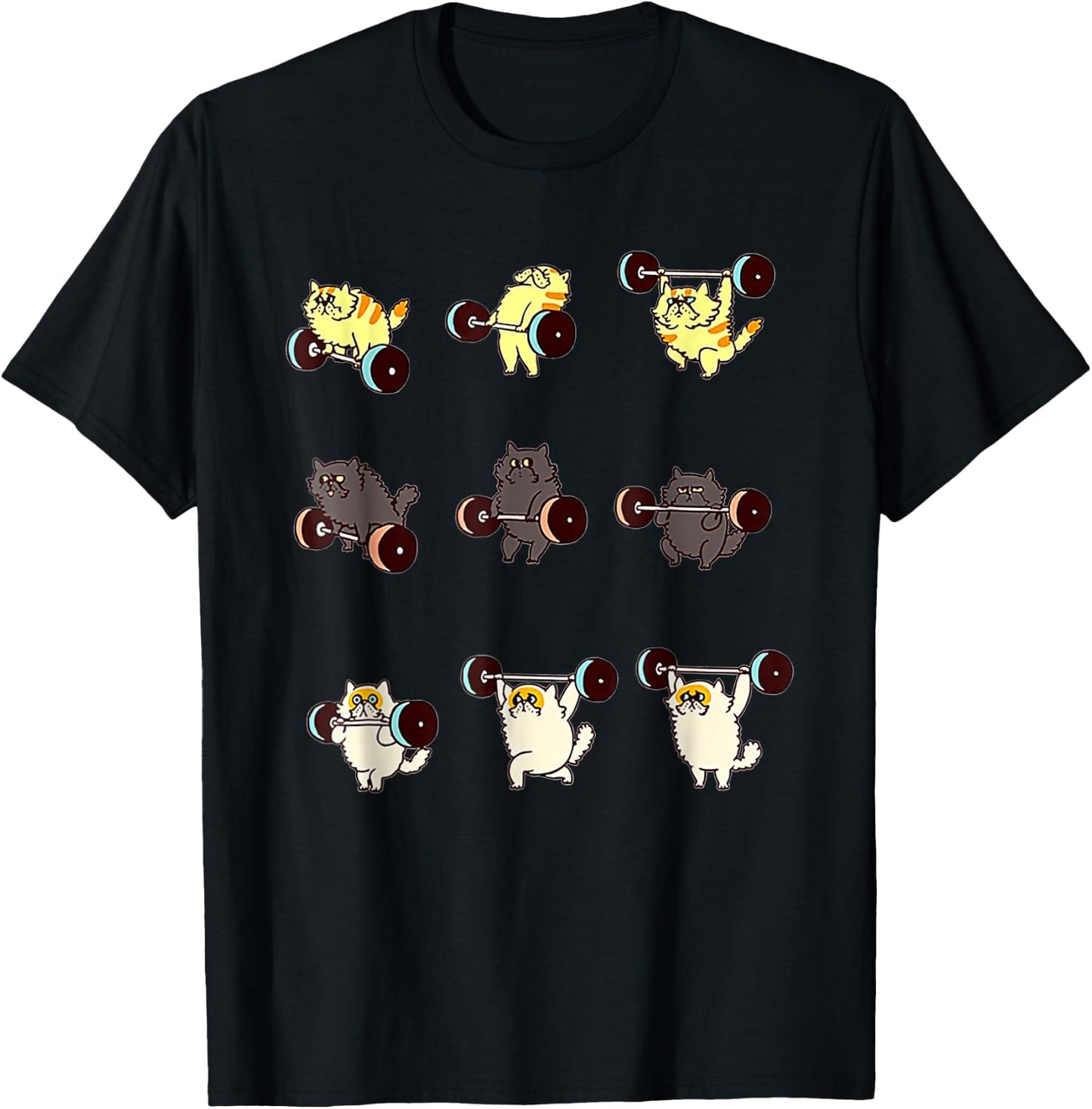 Weightlifting Cat Funny Workout Cat Lover Gifts T-Shirt - T-Shirt | Black