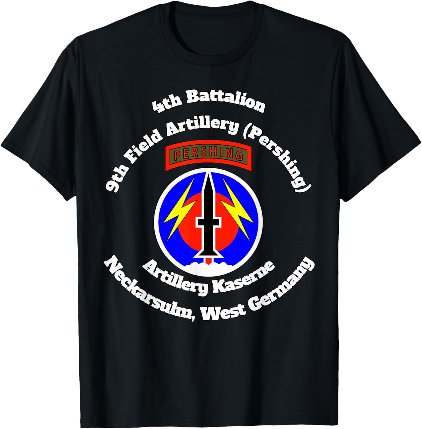 4th Bn 9th FA Artillery Kaserne w 56th FA insignia on front T-Shirt - T-Shirt | Black