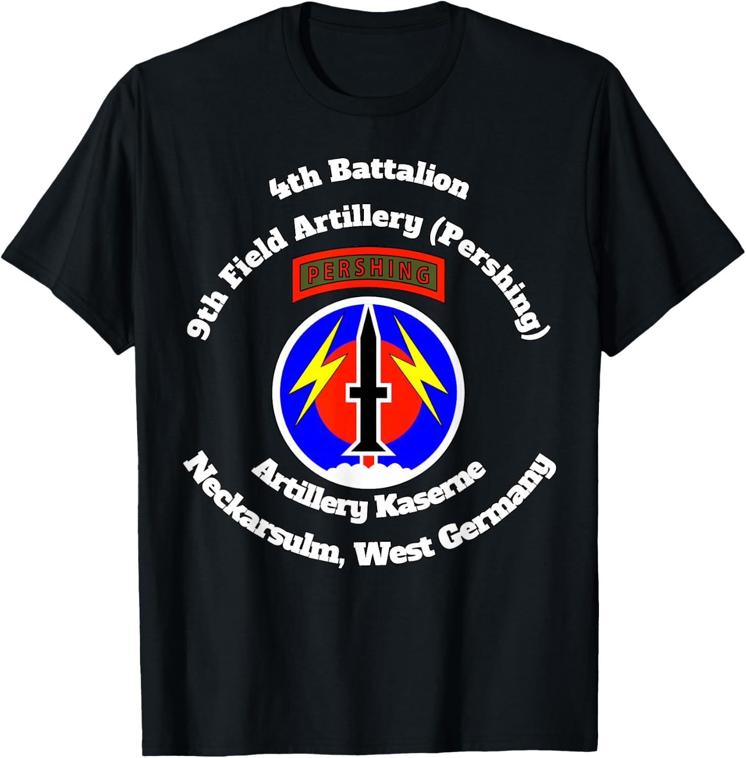 4th Bn 9th FA Artillery Kaserne w 56th FA insignia on front T-Shirt - T-Shirt | Black