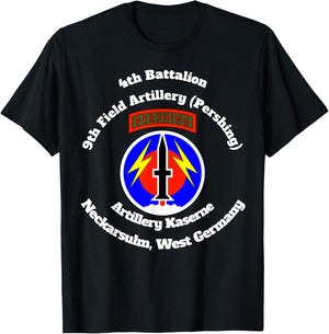 4th Bn 9th FA Artillery Kaserne w 56th FA insignia on front T-Shirt - T-Shirt | Black
