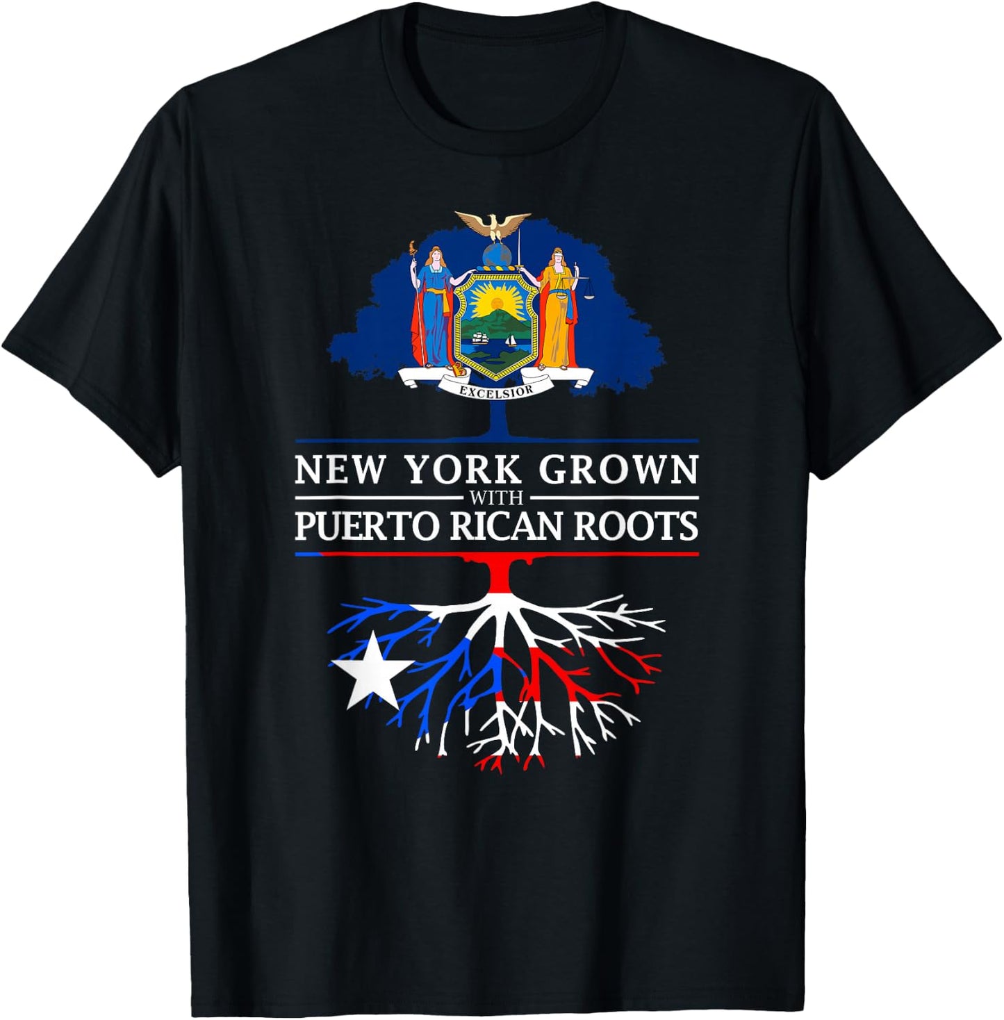 New York Grown with Puerto Rican Roots - Puerto Rico T-Shirt - T-Shirt | Black