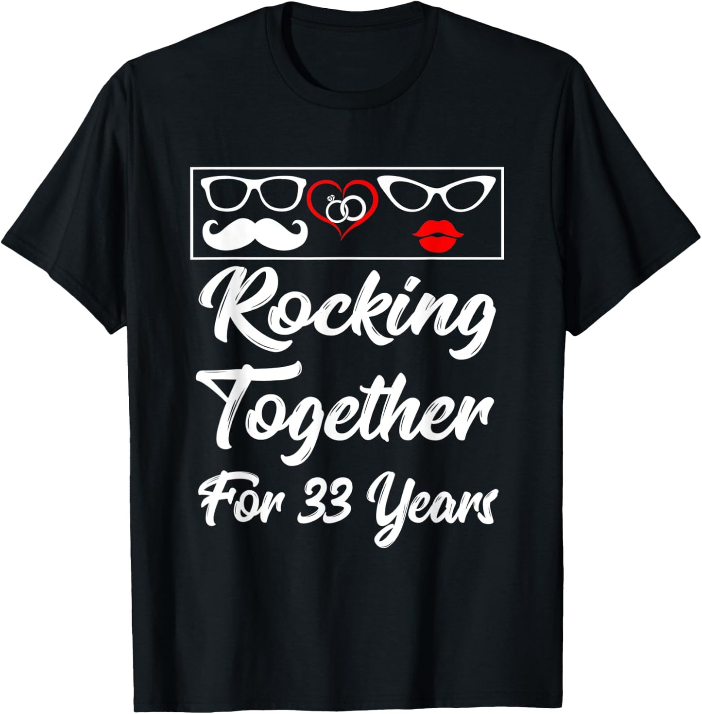 33rd Wedding Anniversary Rocking Together For 33 Years Shirt T-Shirt - T-Shirt | Black