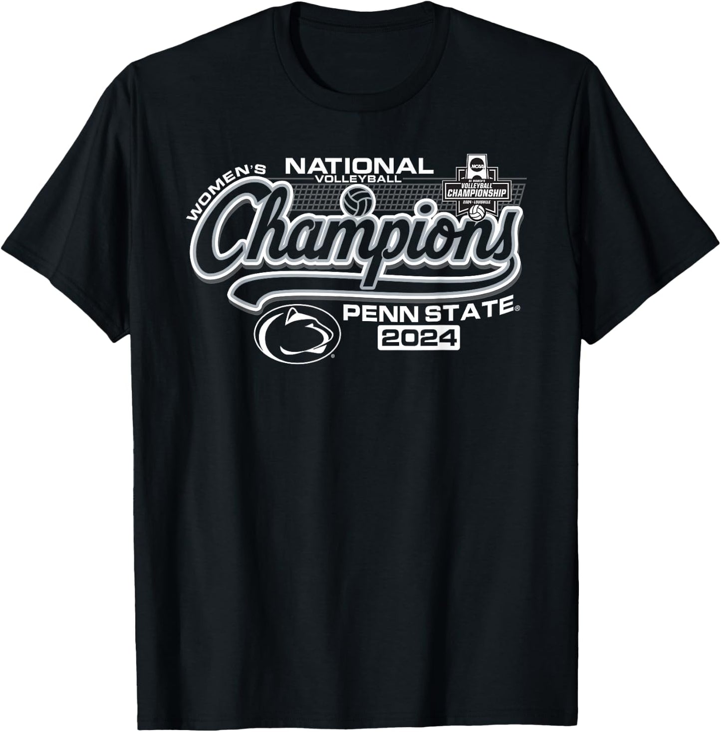 Penn State Nittany Lions National Champs 2024 W Volleyball T-Shirt - T-Shirt | Black