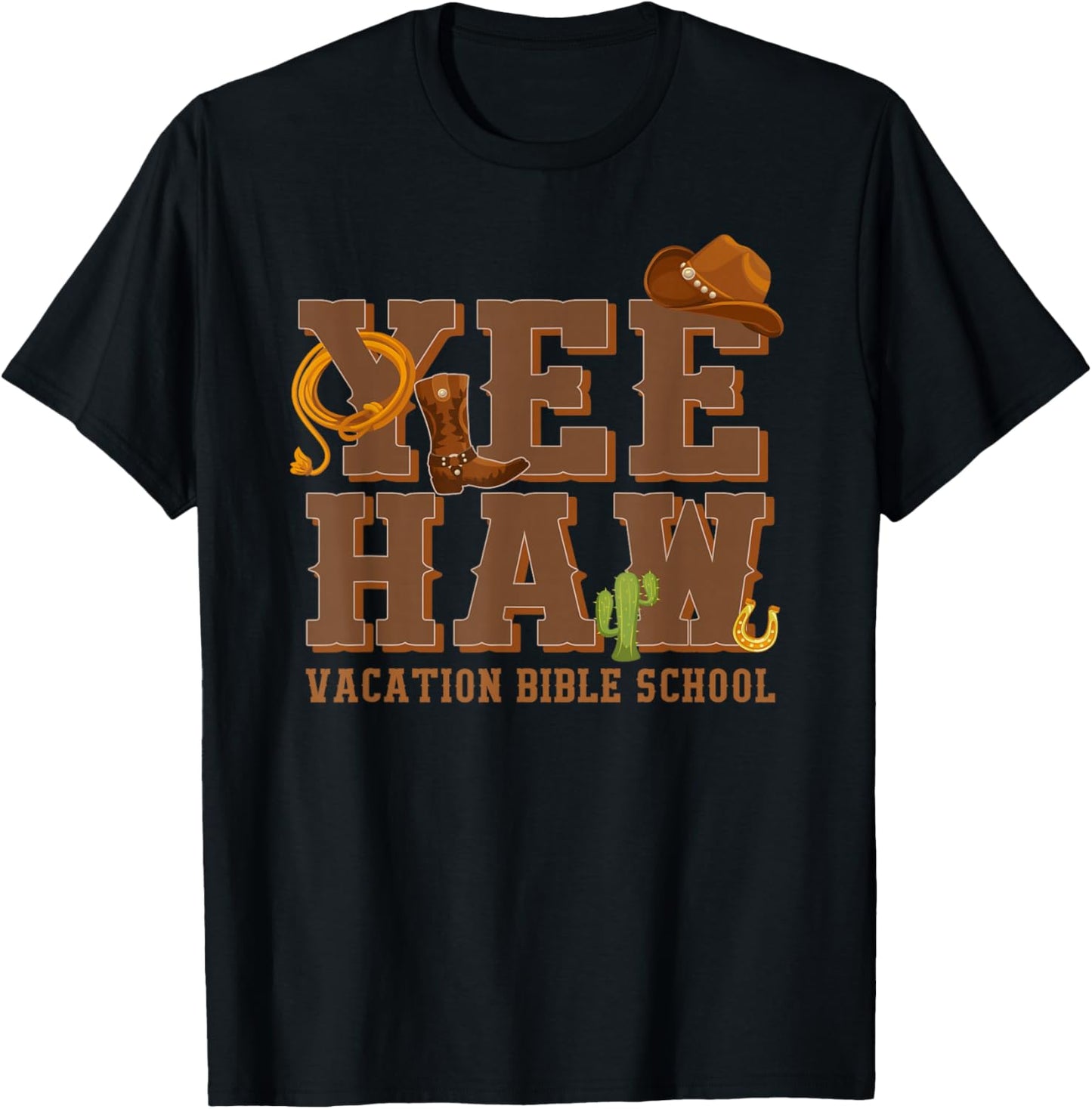 Yee-Haw Vacation Bible School VBS 2026 Cowboy Hat T-Shirt - T-Shirt | Black