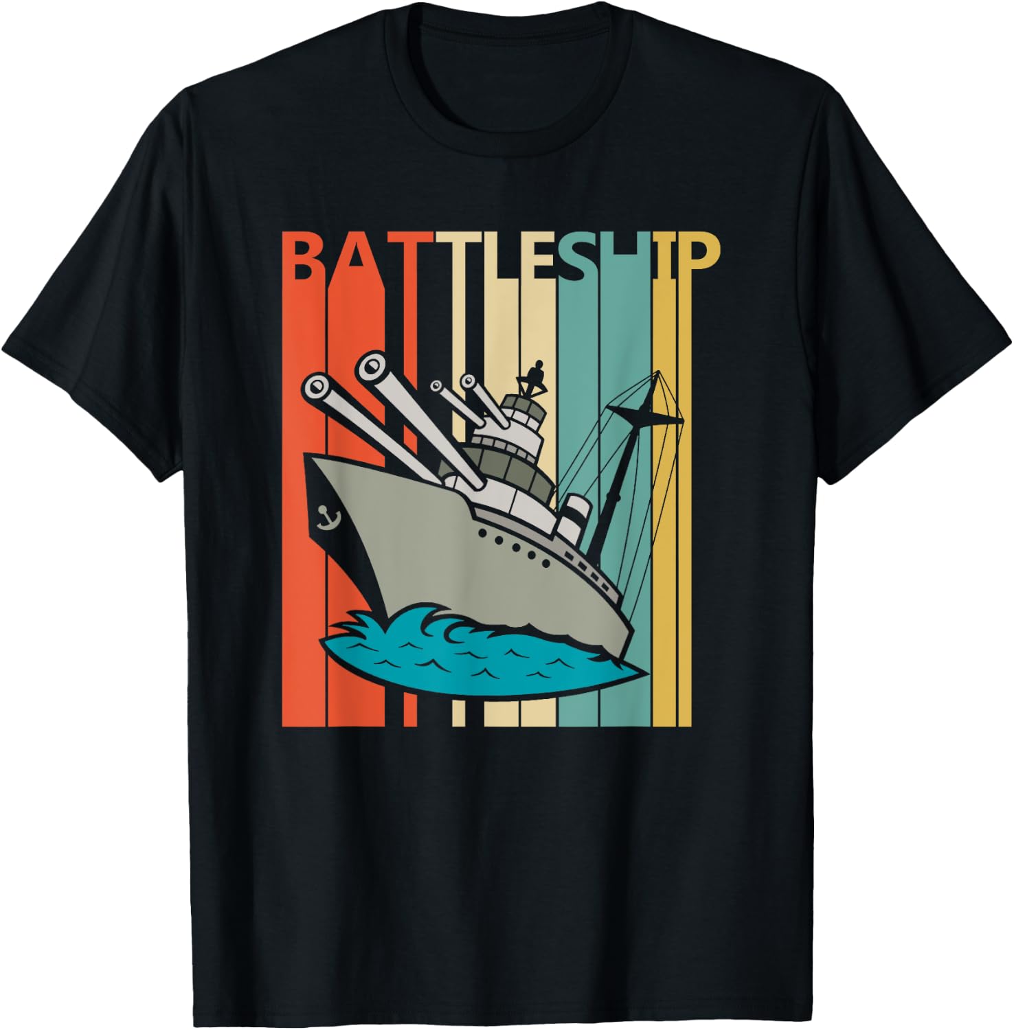 Vintage Battleship - Armored Warship Shirt T-Shirt - T-Shirt | Black