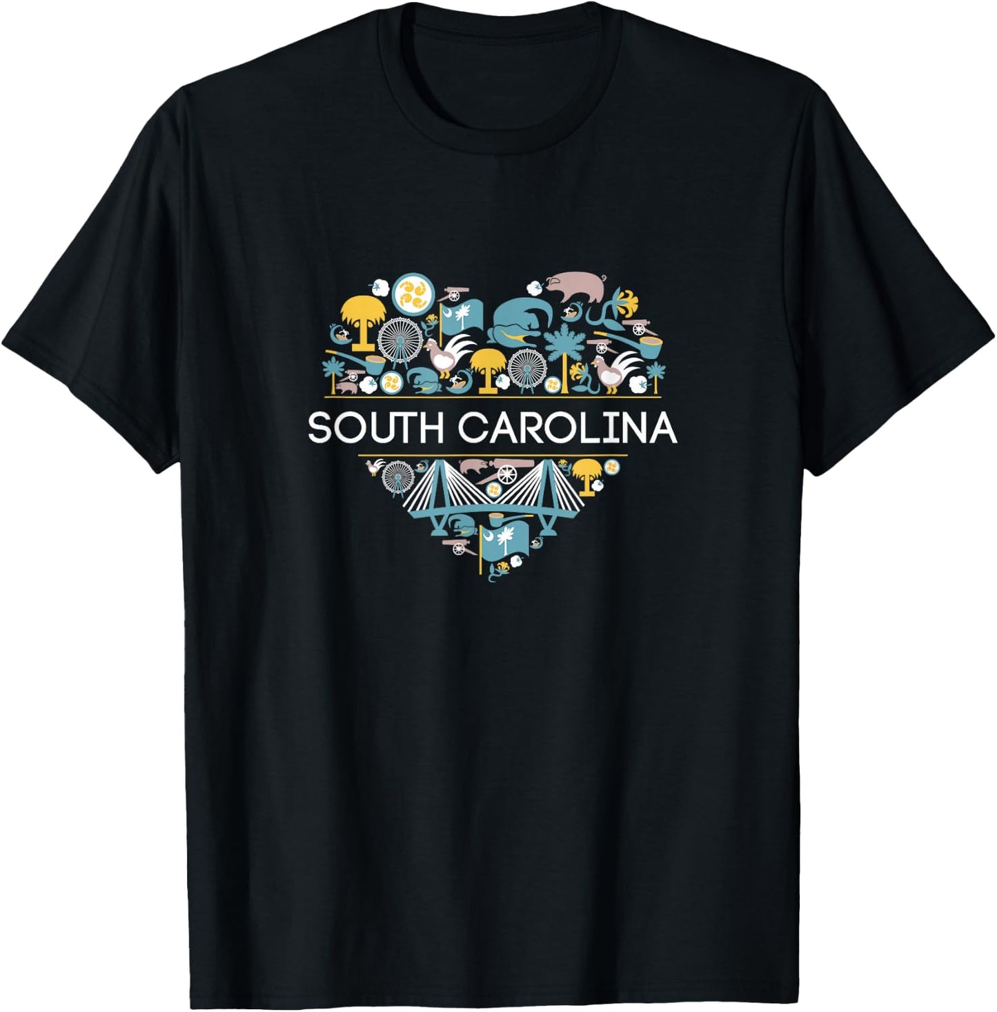 I Love South Carolina | SC Palmetto Pride Southern T-Shirt - T-Shirt | Black