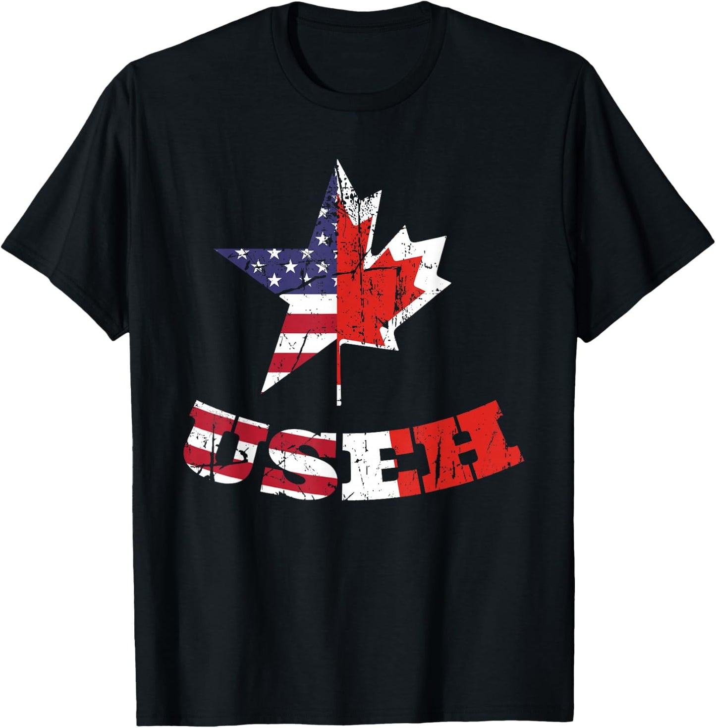 US Eh Flag Canadian American Citizen USEH Dual Citizenship T-Shirt - T-Shirt | Black