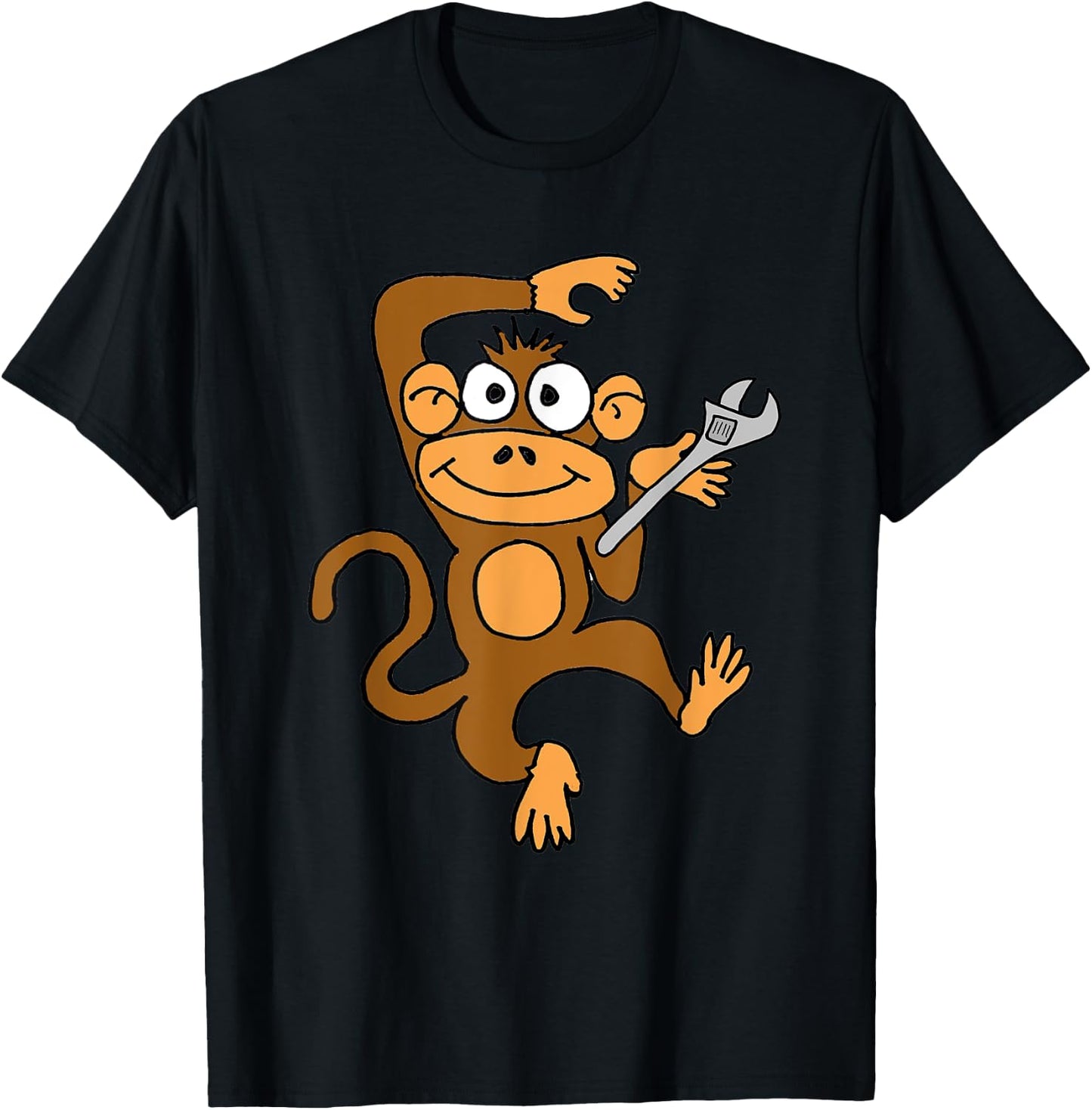 SmileteesAll Funny Monkey Wrench Cartoon T-Shirt - T-Shirt | Black