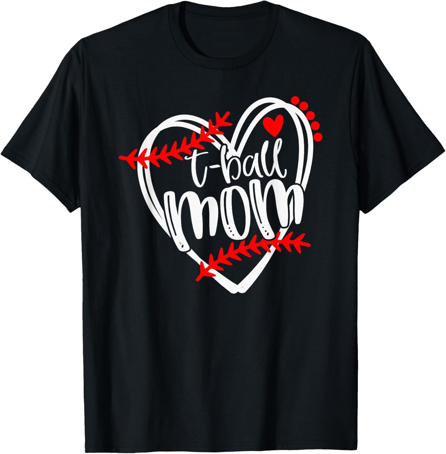 Tball MOM, T ball , Girls T-ball Heart T-Shirt - T-Shirt | Black