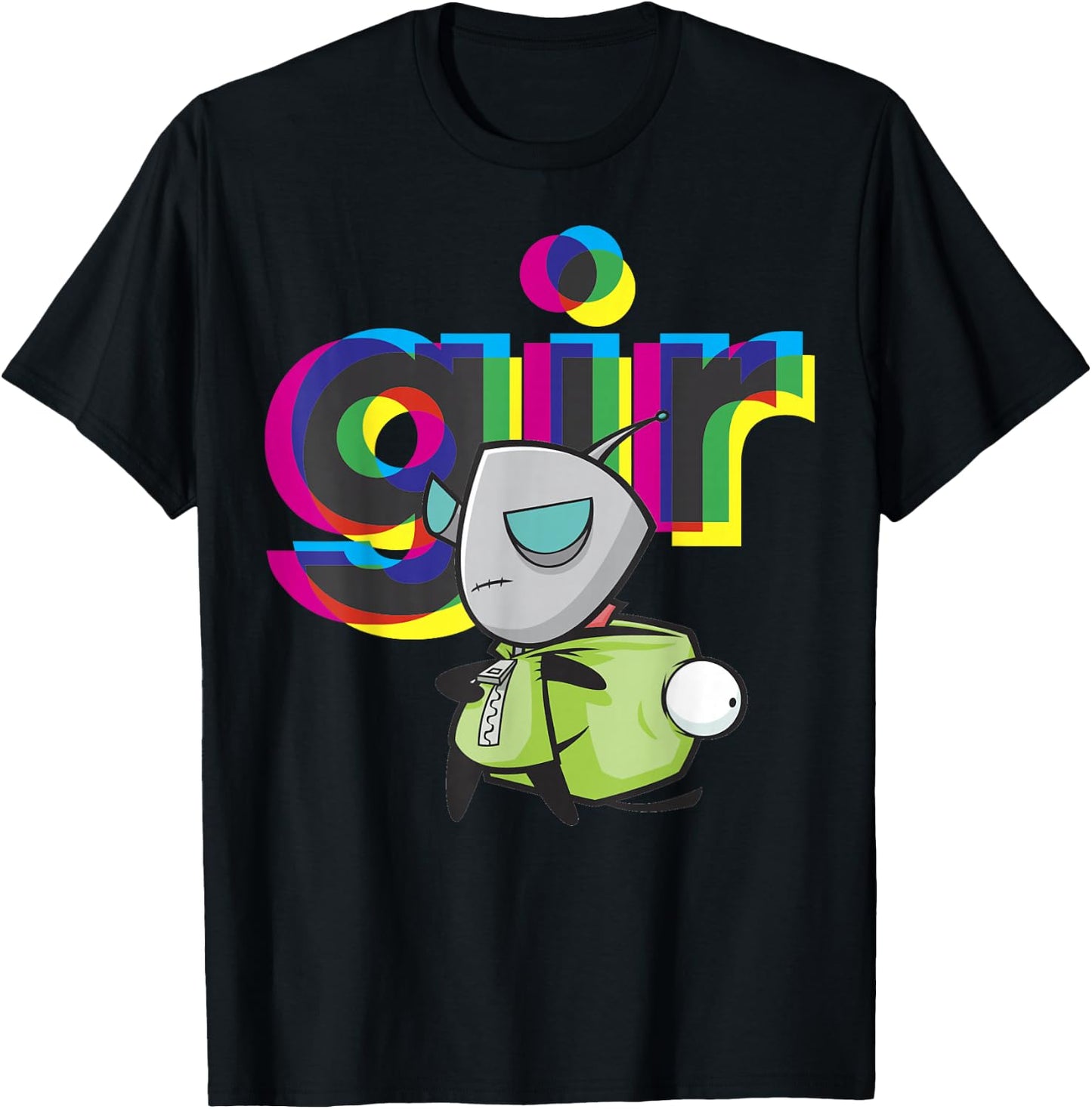 Invader Zim Gir Mask Off Colorful Power Stance Portrait T-Shirt - T-Shirt | Black