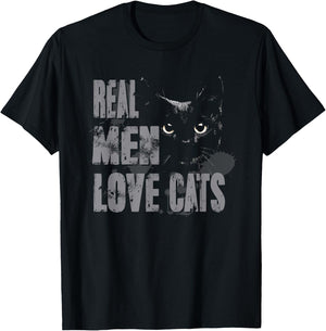 Real Men Love Cats T Shirt Awesome Cats Lover T-Shirt - T-Shirt | Black