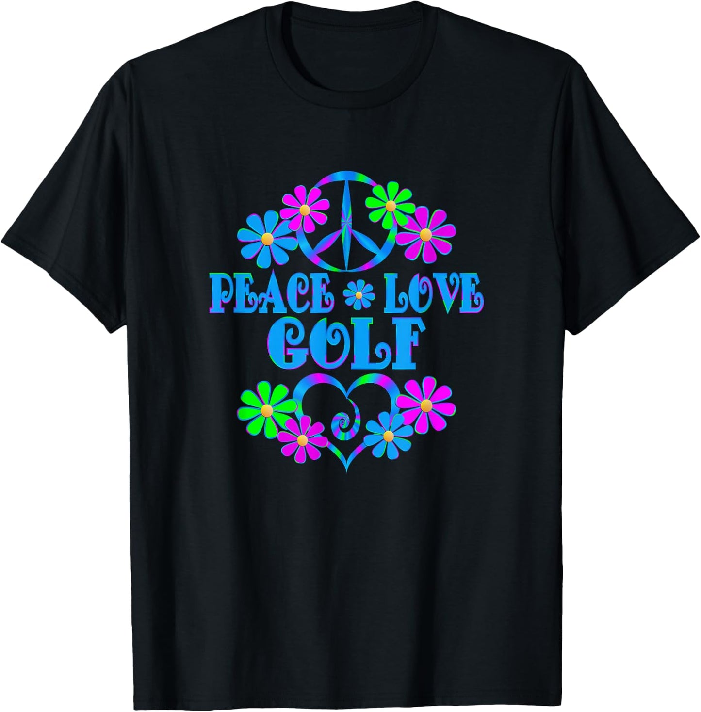 Peace Love Golf T-Shirt - T-Shirt | Black