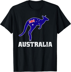 Australian Kangaroo Australia Flag Aussie Souvenir T-Shirt - T-Shirt | Black