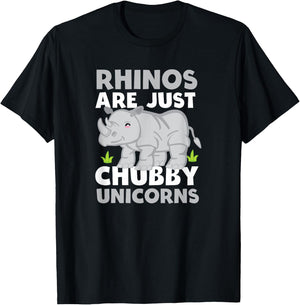 Rhinos Are Just Chubby Unicorns Funny T Shirt T-Shirt - T-Shirt | Black