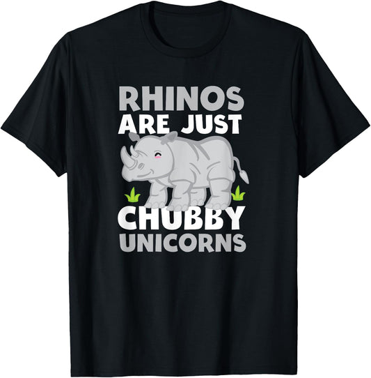 Rhinos Are Just Chubby Unicorns Funny T Shirt T-Shirt - T-Shirt | Black