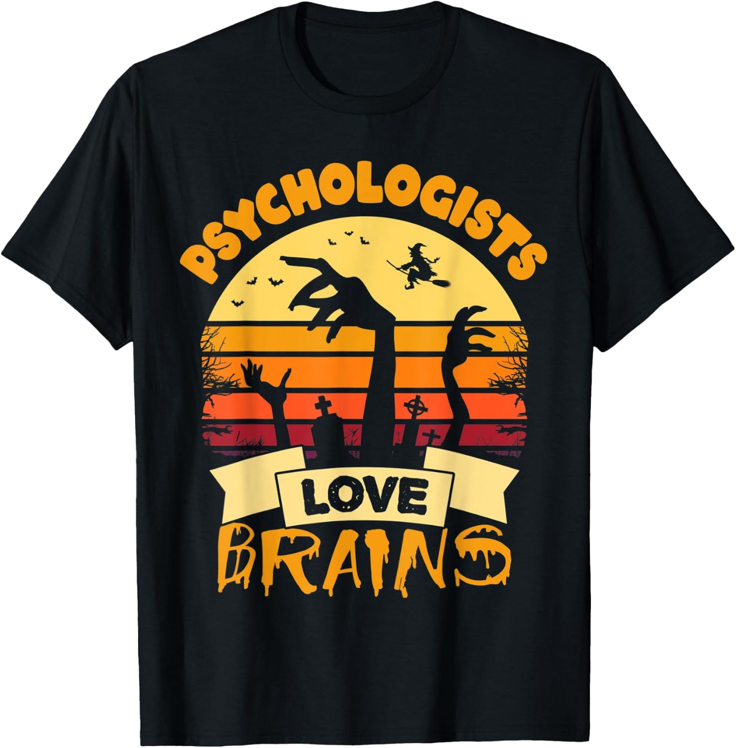 Psychologists Love Brains Gift Halloween Psychologist T-Shirt - T-Shirt | Black