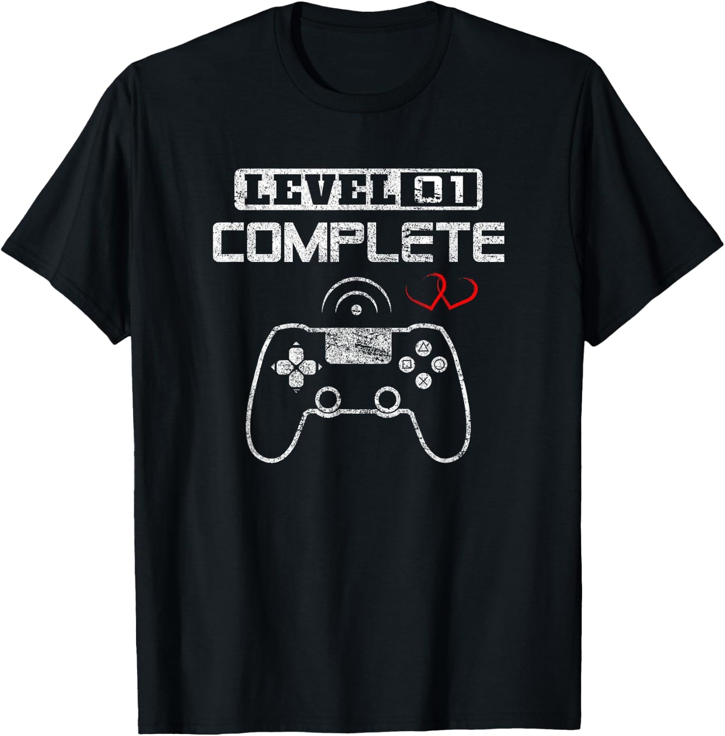Level 1 Complete 1st Wedding Anniversary First Year Him Her T-Shirt - T-Shirt | Black