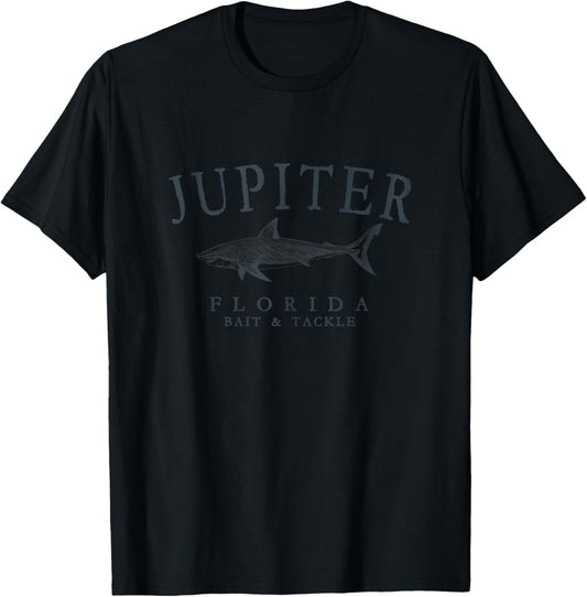 Jupiter Florida Shark Vintage Slate Art Fishing T-Shirt - T-Shirt | Black