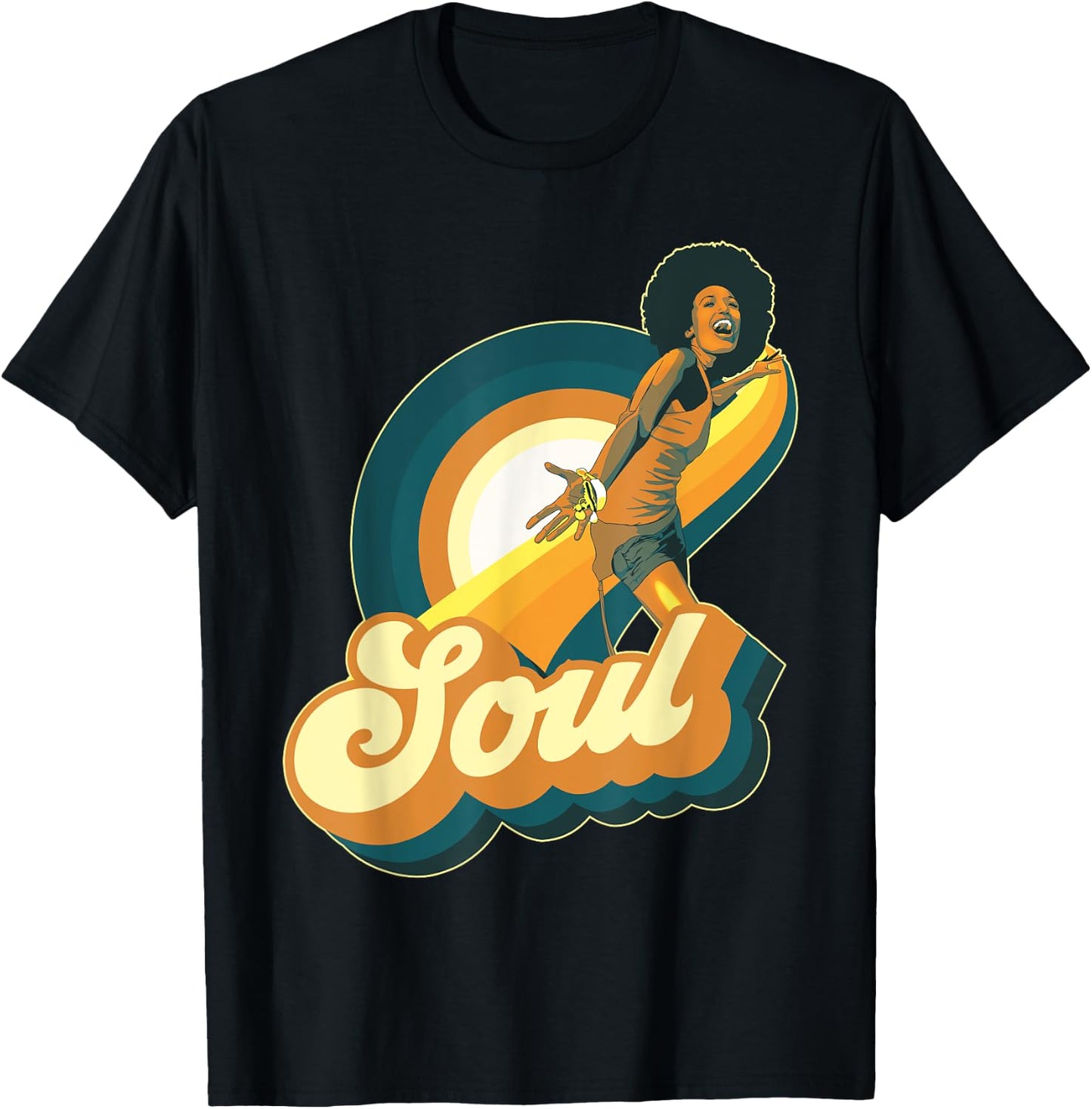 70s Funk Afro Disco Soul T-Shirt - T-Shirt | Black