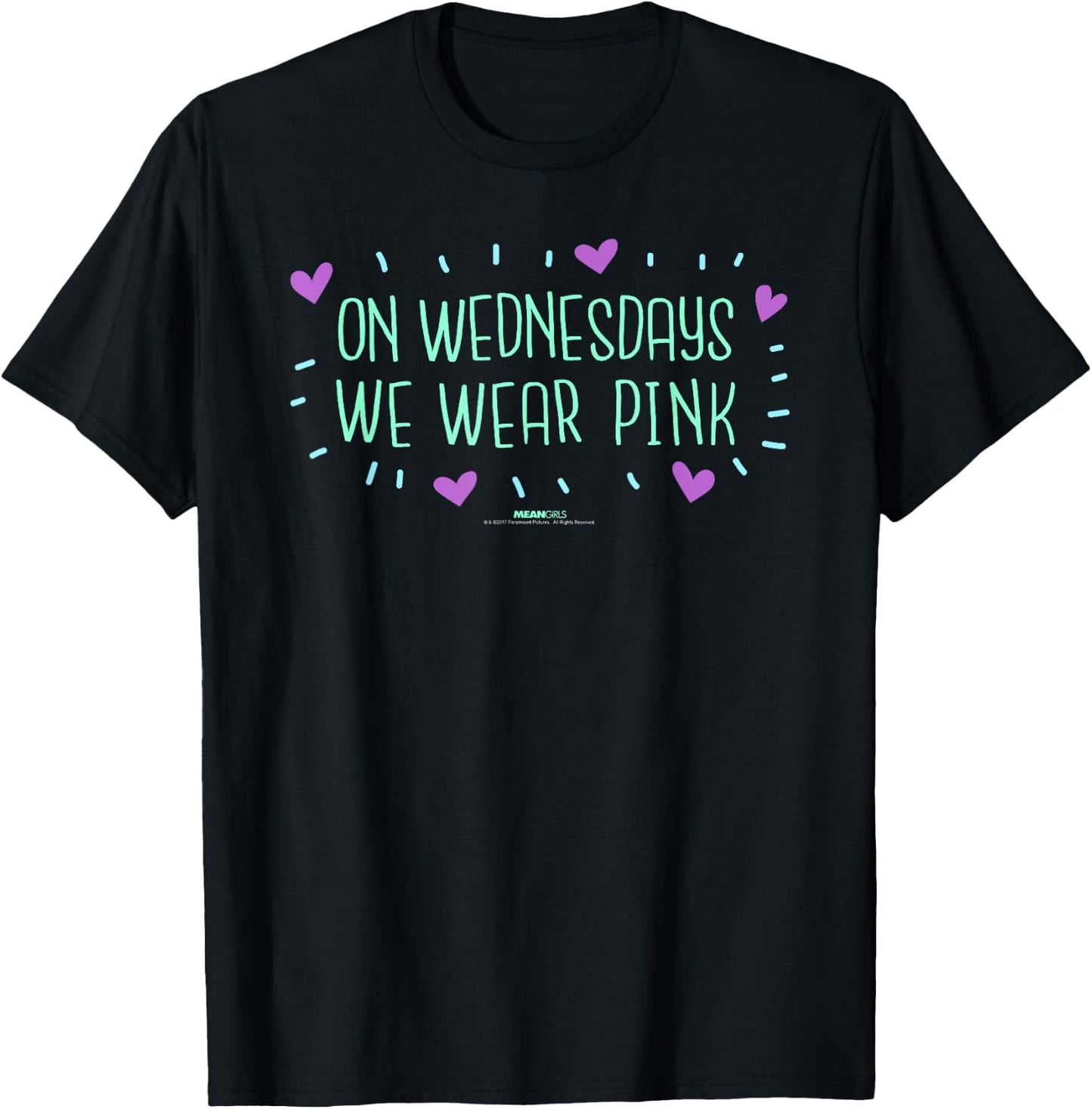 Mean Girls On Wednesdays We Wear Pink Hearts Y2K Movie T-Shirt - T-Shirt | Black