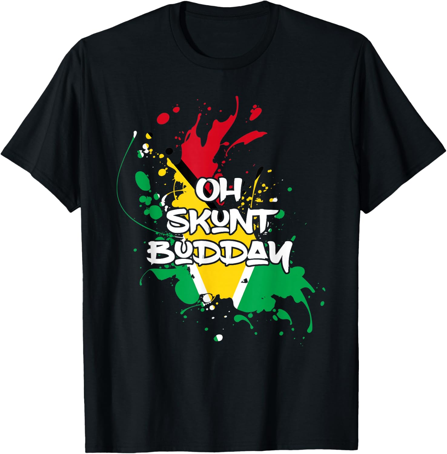Skunt with Guyana Flag Funny Patriotic T-Shirt - T-Shirt | Black