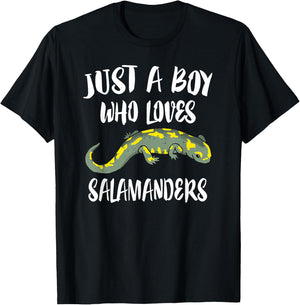 Just A Boy Who Loves Salamanders Lizard Gift T-Shirt - T-Shirt | Black