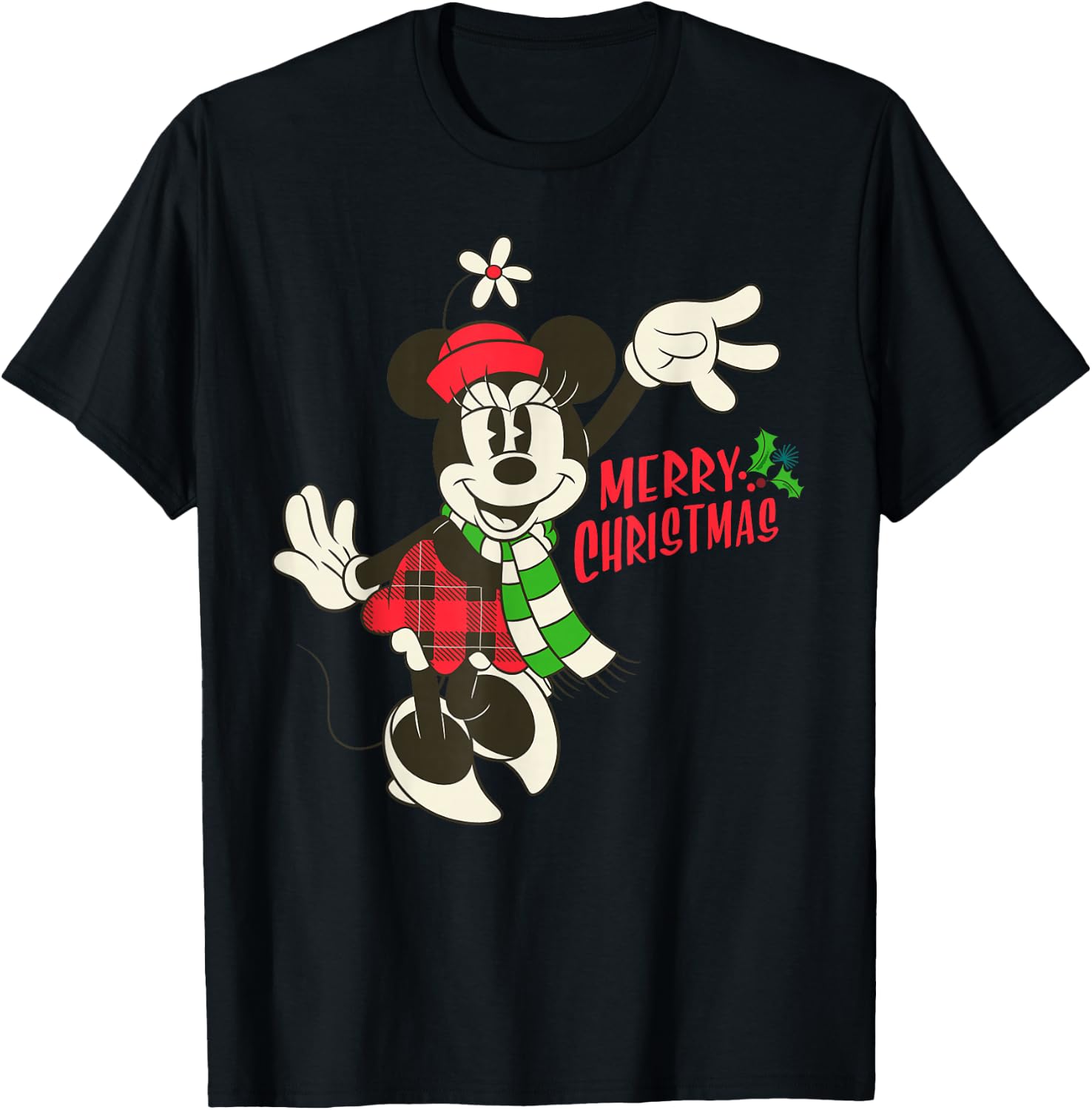 Disney Vintage Minnie Mouse Christmas T-Shirt - T-Shirt | Black
