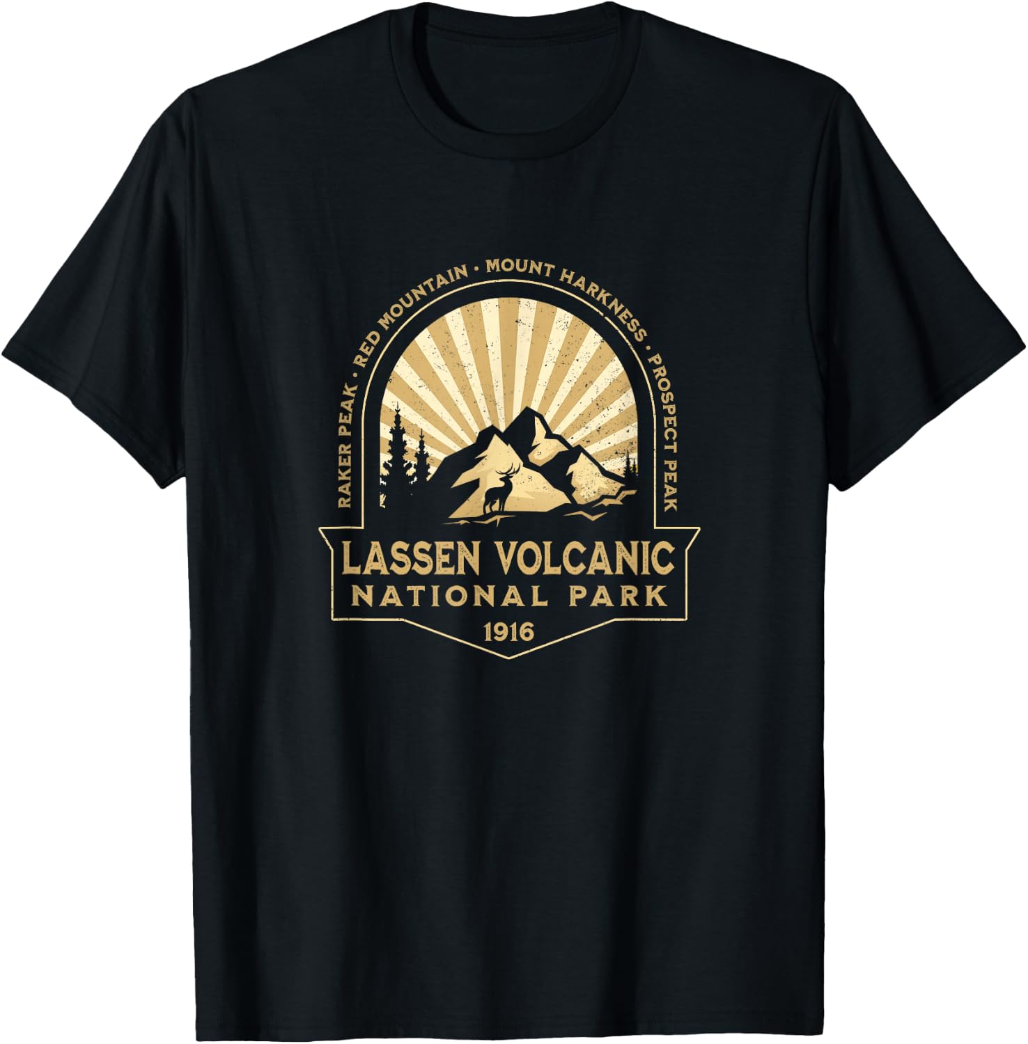 Lassen Volcanic National Park California Retro Souvenir T-Shirt - T-Shirt | Black