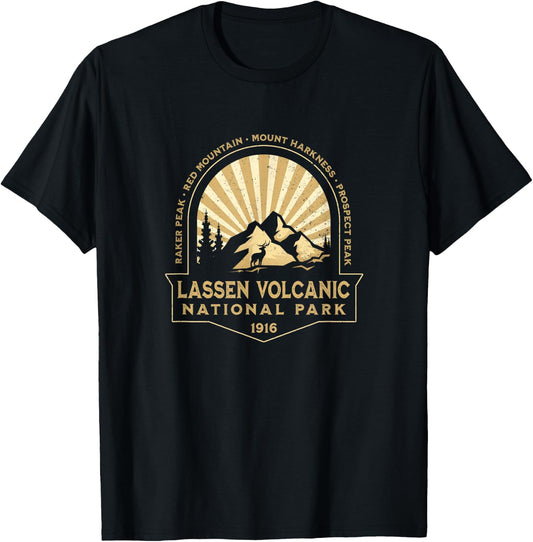Lassen Volcanic National Park California Retro Souvenir T-Shirt - T-Shirt | Black