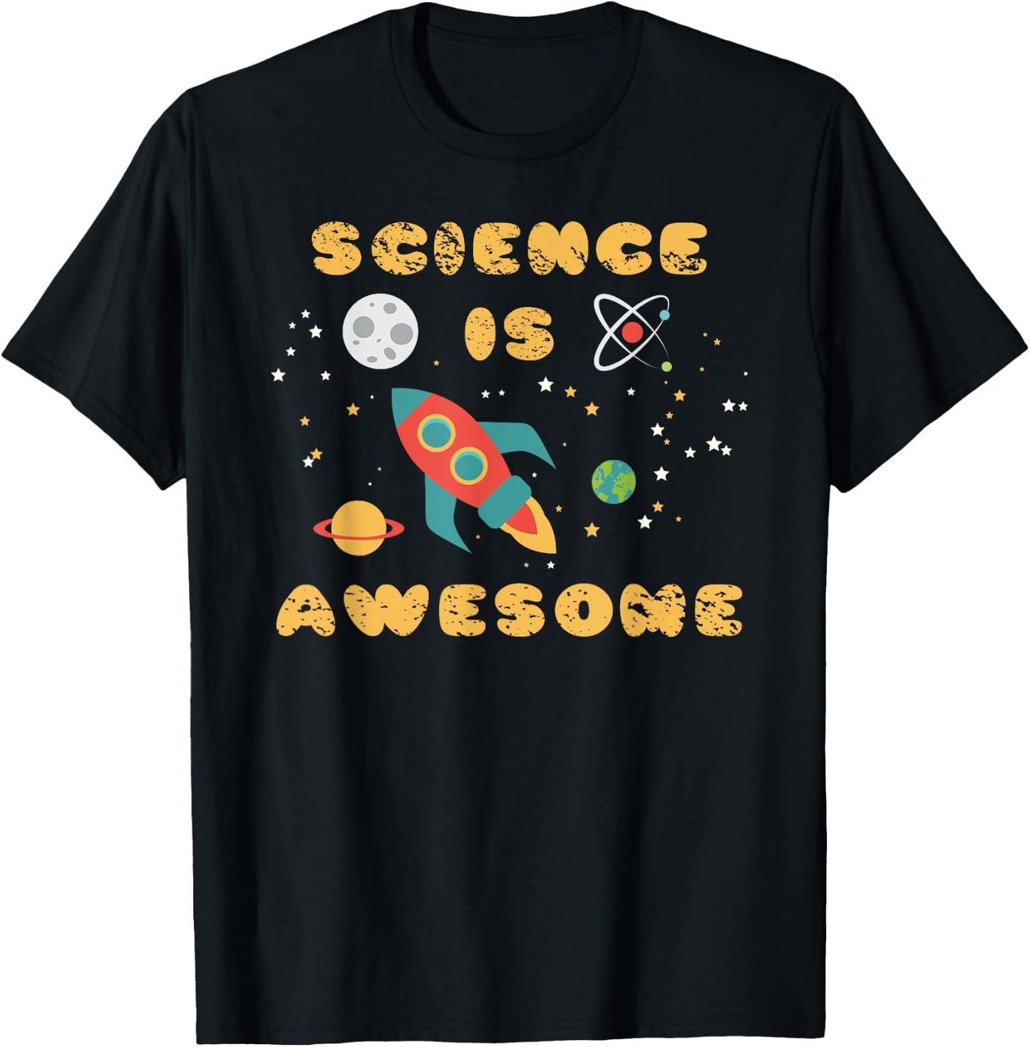 Science Is Awesome Shirt Nerd Space Ship Rocket Moon T-Shirt - T-Shirt | Black