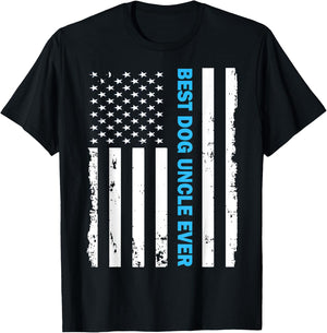 Dog Uncle Ever American Flag Gift Uncles Day Kids Men T-Shirt - T-Shirt | Black