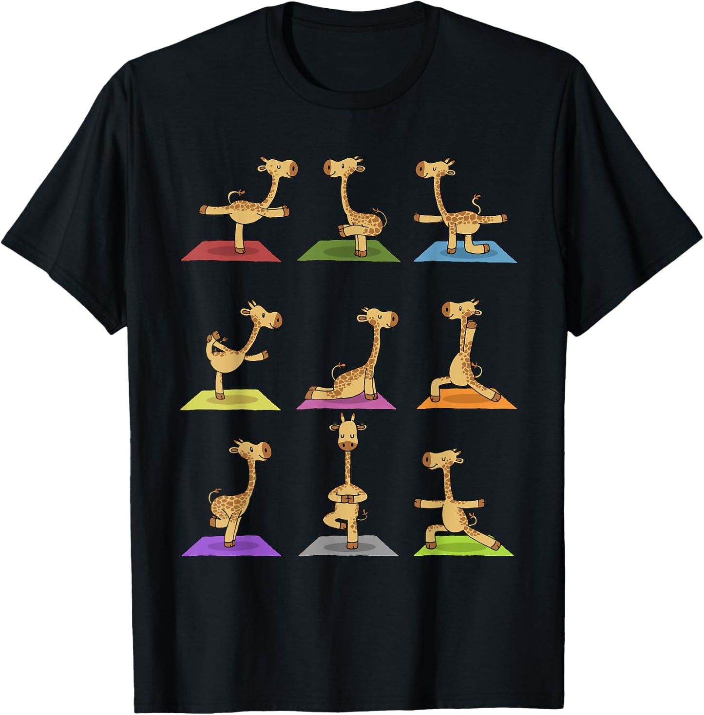 Giraffe Yoga Funny Giraffes In Yoga Poses Sports T-Shirt - T-Shirt | Black