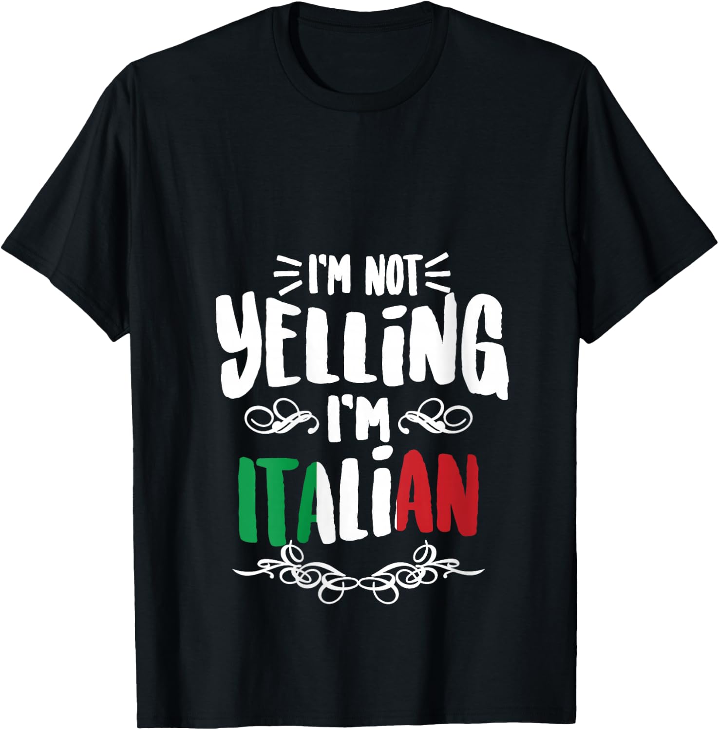 I'm Not Yelling I'm Italian | Big Talkers Funny Loud Gift V-Neck T-Shirt - T-Shirt | Black
