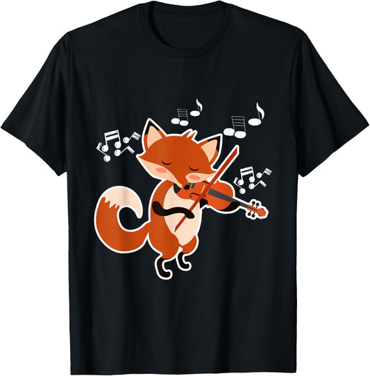 Fox Playing Violin Shirt T-Shirt - T-Shirt | Black