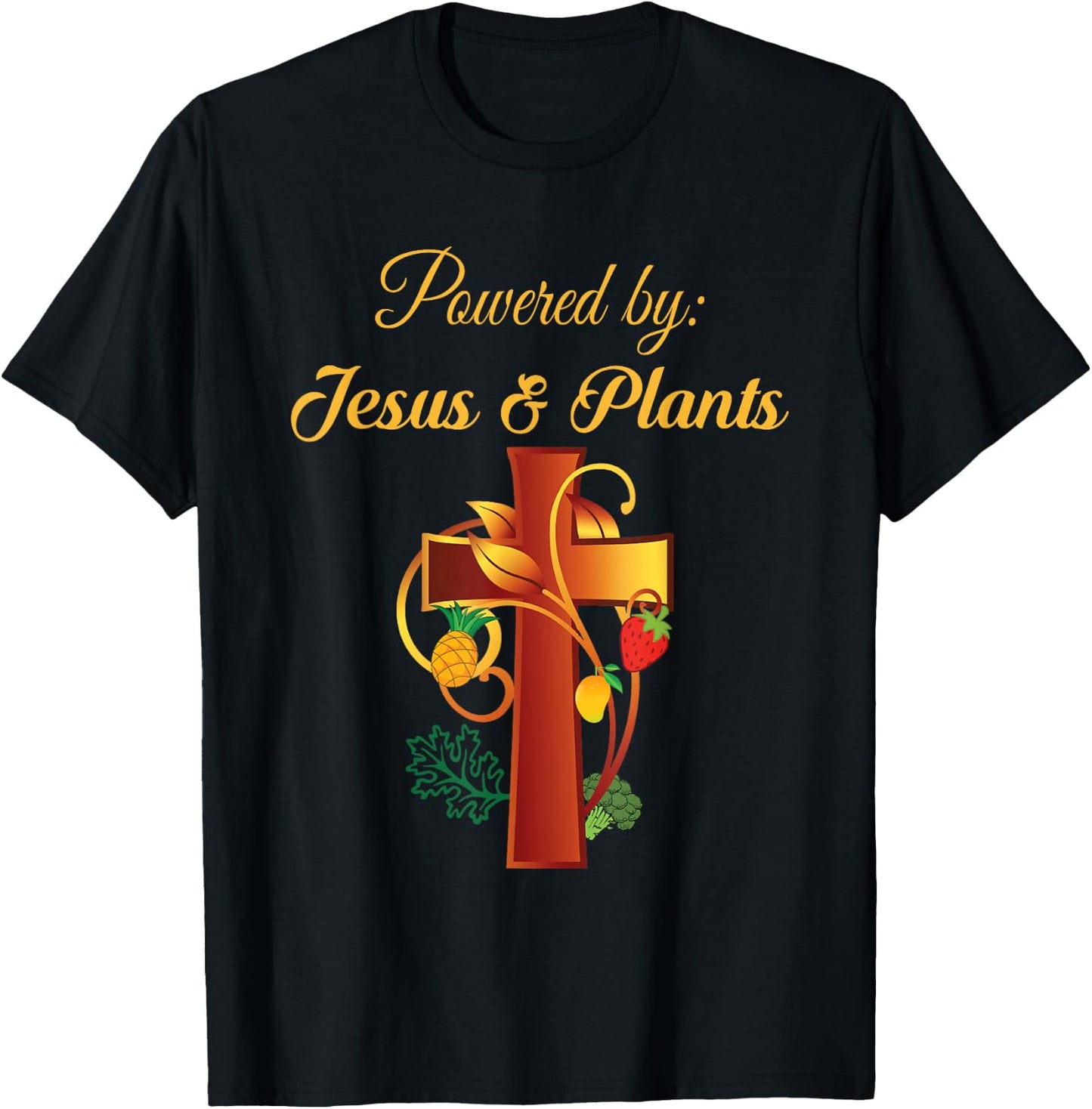 Christian Shirt Jesus and Plants Vegan Vegetarian Christian T-Shirt - T-Shirt | Black